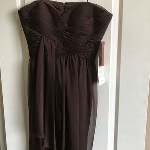Short brown chiffon evening dress